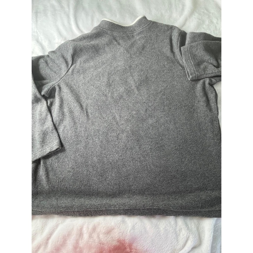 Croft & Barrow Vintage Gray Fleece Chickadee Embroidered Mock V-Neck Pullover 2X - Picture 8 of 10